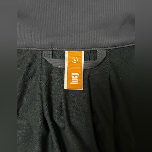 Lucy Black Jacket with Orange Brand Tag size large - Picture 7 of 8